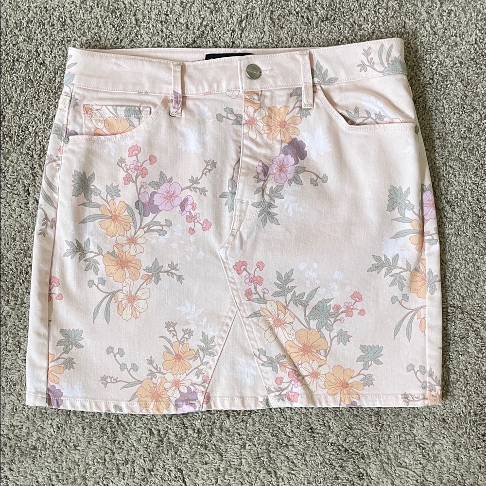 Sanctuary Denim Floral Print Cotton Mini Skirt - Light Pink